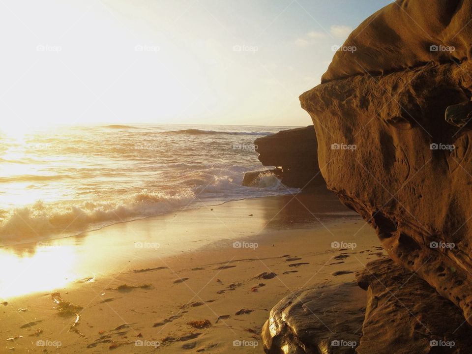 View of beach during sunset