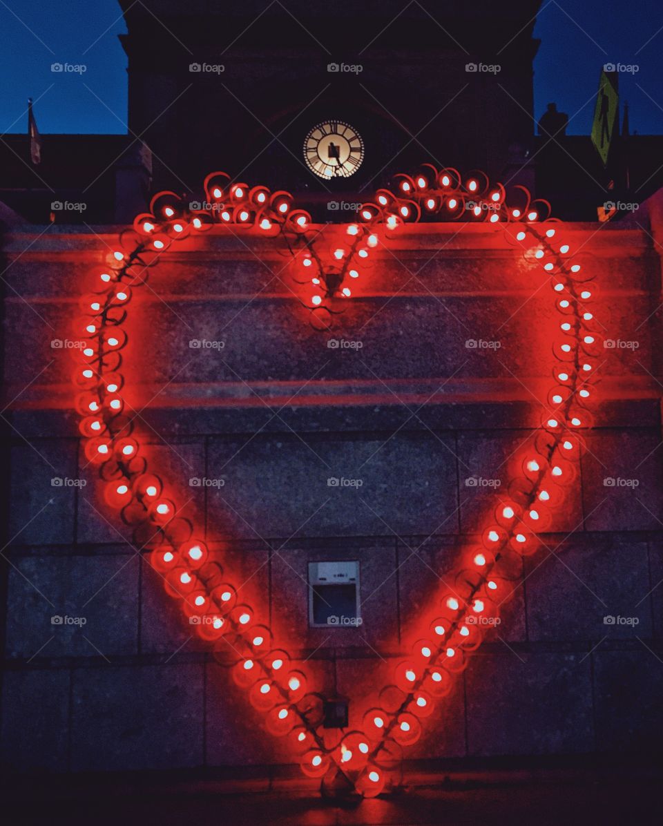 Valentine’s Day Heart Light Fixture in Providence, Rhode Island. 