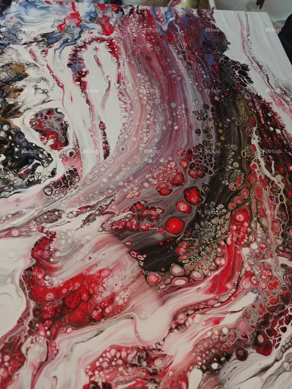 red sea wave art desgin or home decor. abstract artwork painting.
