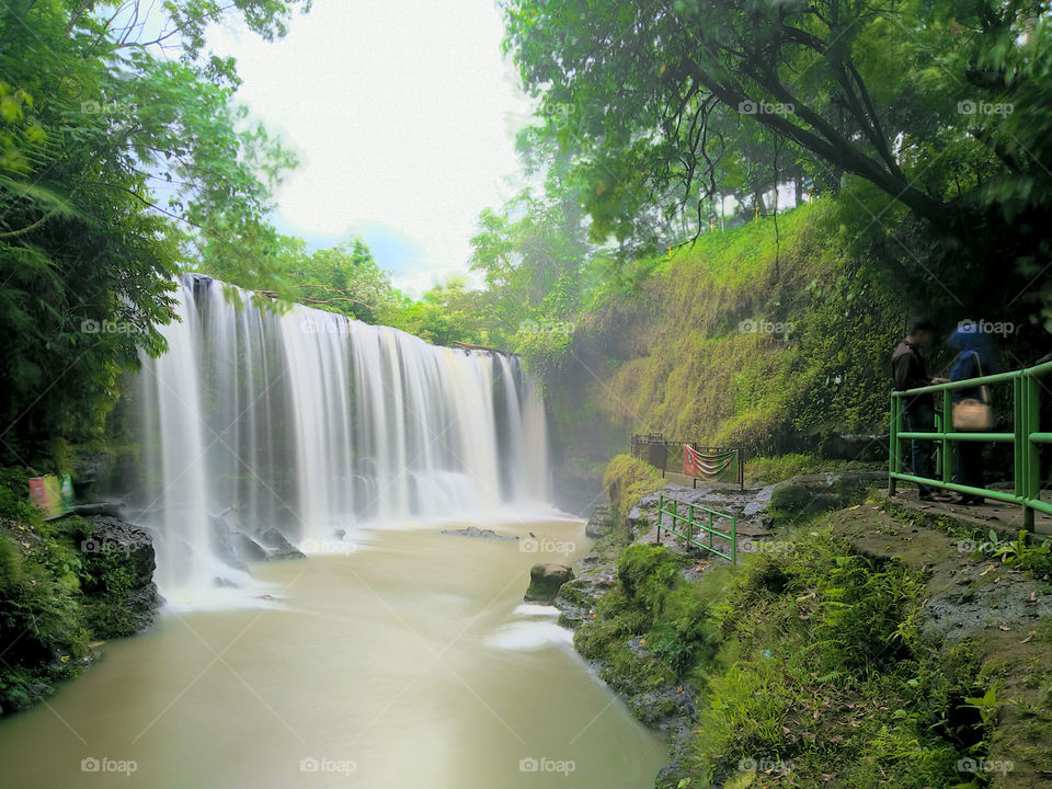 "Temam" waterfall, a beautiful waterfall in Lubuk Linggau city, Indonesis.