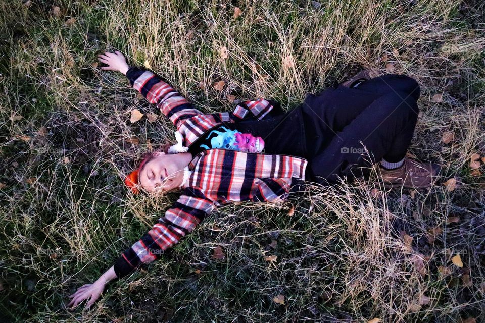 Laying in the grass enjoying nature