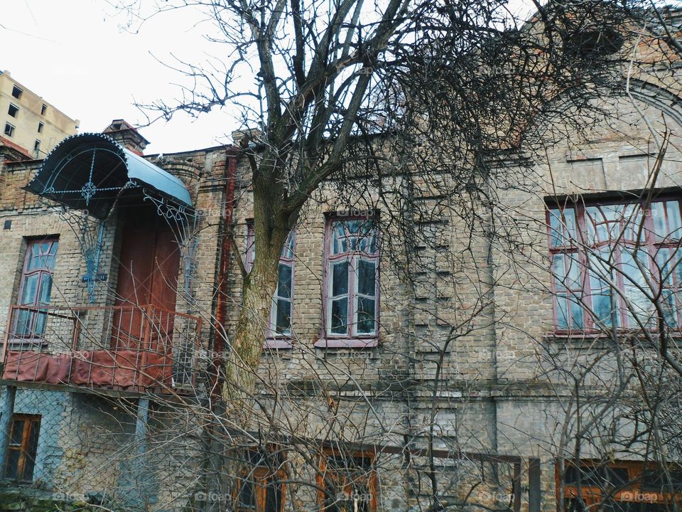 old facade of the mansion