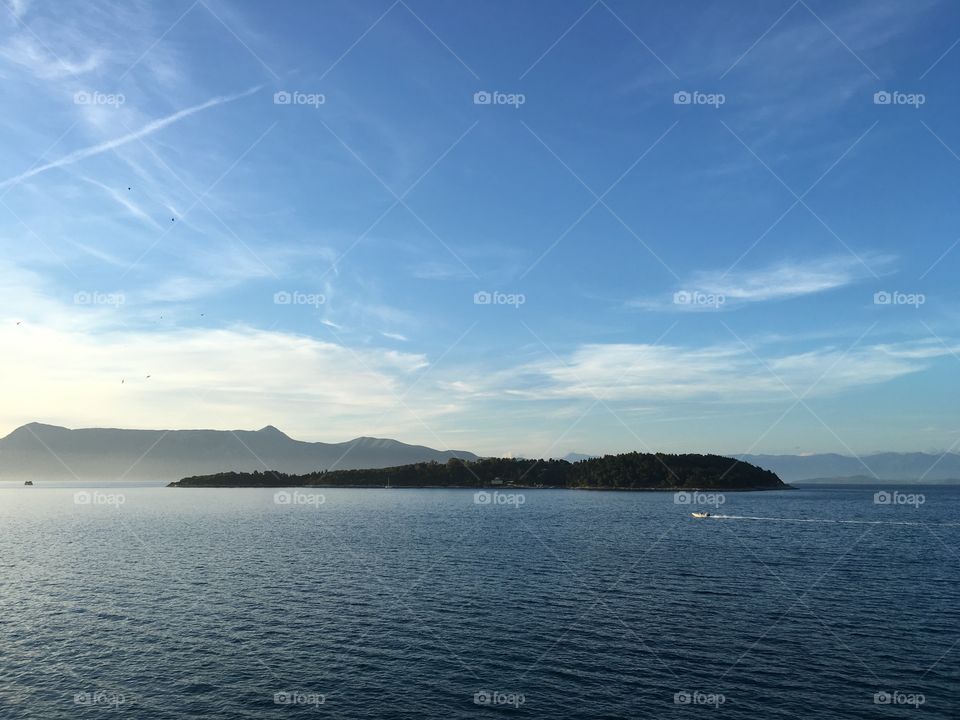 Vidos island view from Corfu Town, Greece