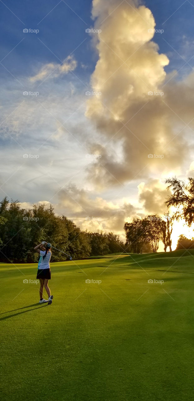 Sunset golfing at Turtle Bay Resort