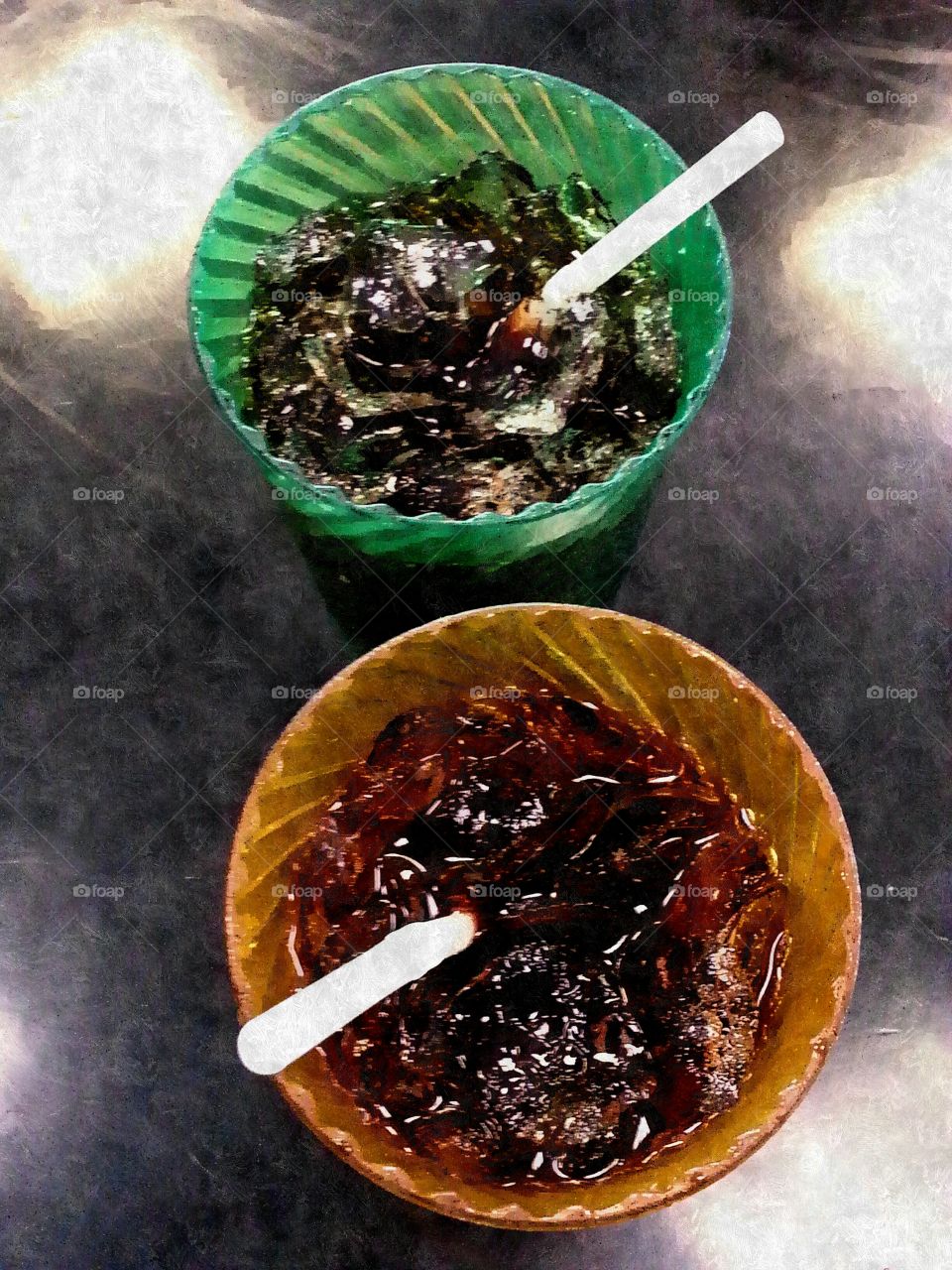 two colas. abstract two colas