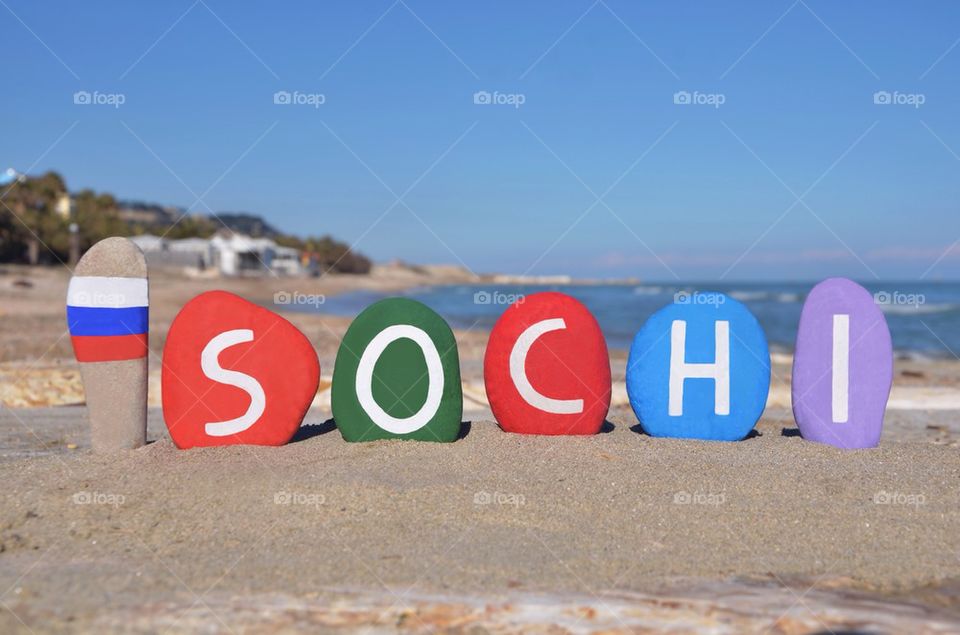 Sochi, Russia, souvenir on stones