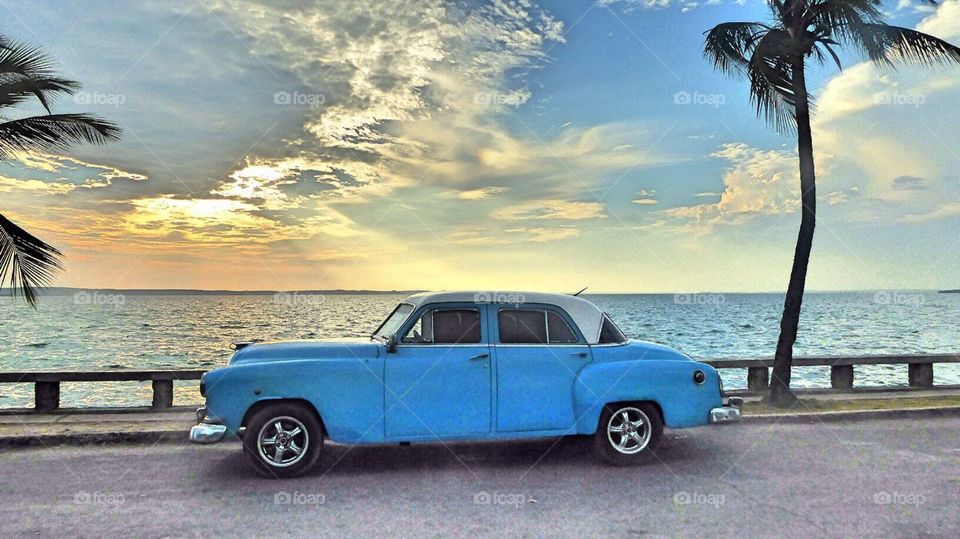 An old car in Cienfuegos, Cuba.
