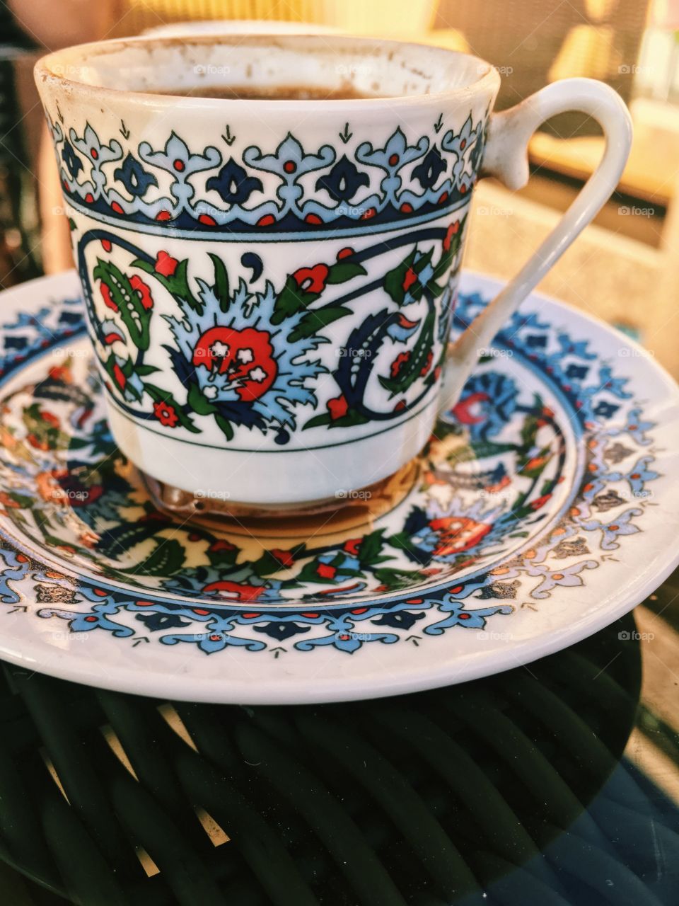 Turkish coffee in a beautiful cup.
