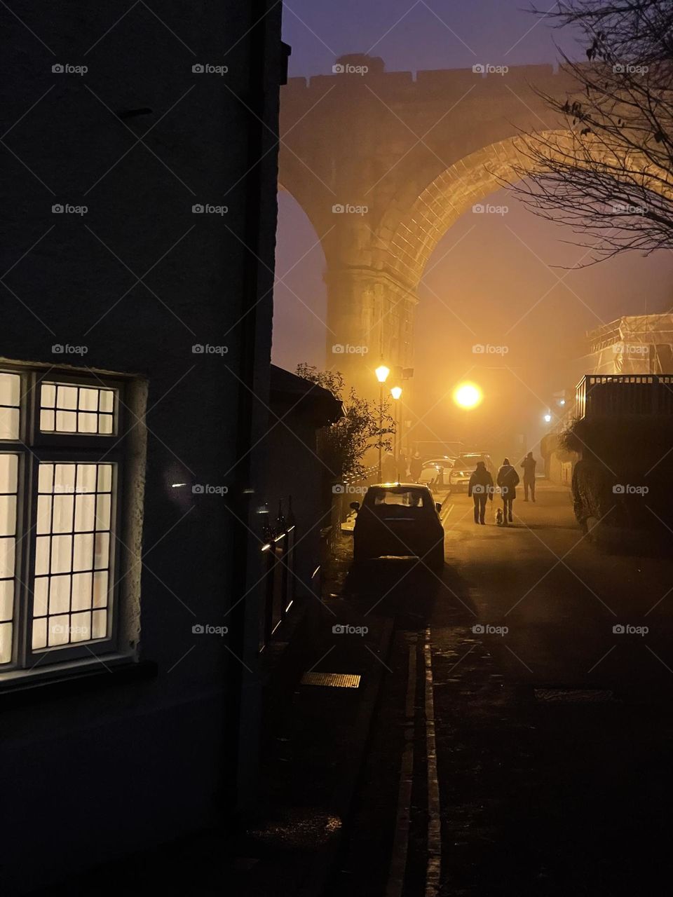 Night time shot in Knaresborough … cold foggy and a light dusting of snow 