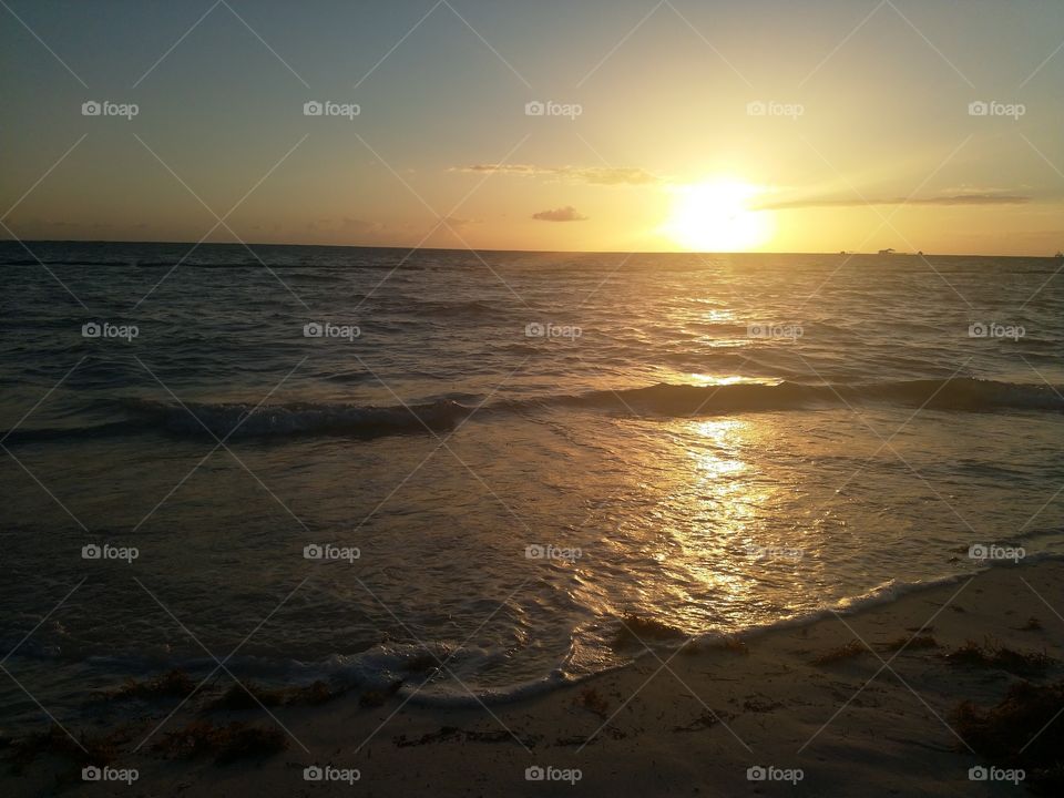 sunset, sea, beach, ocean