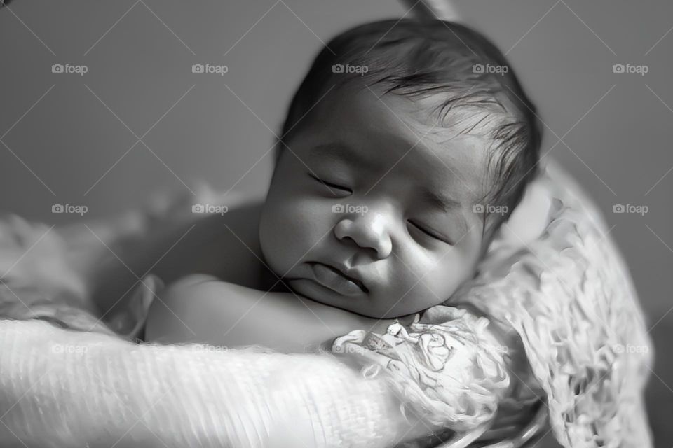 Cute asian baby boy sleeping