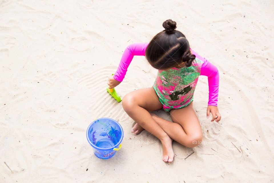 playing at the beach
