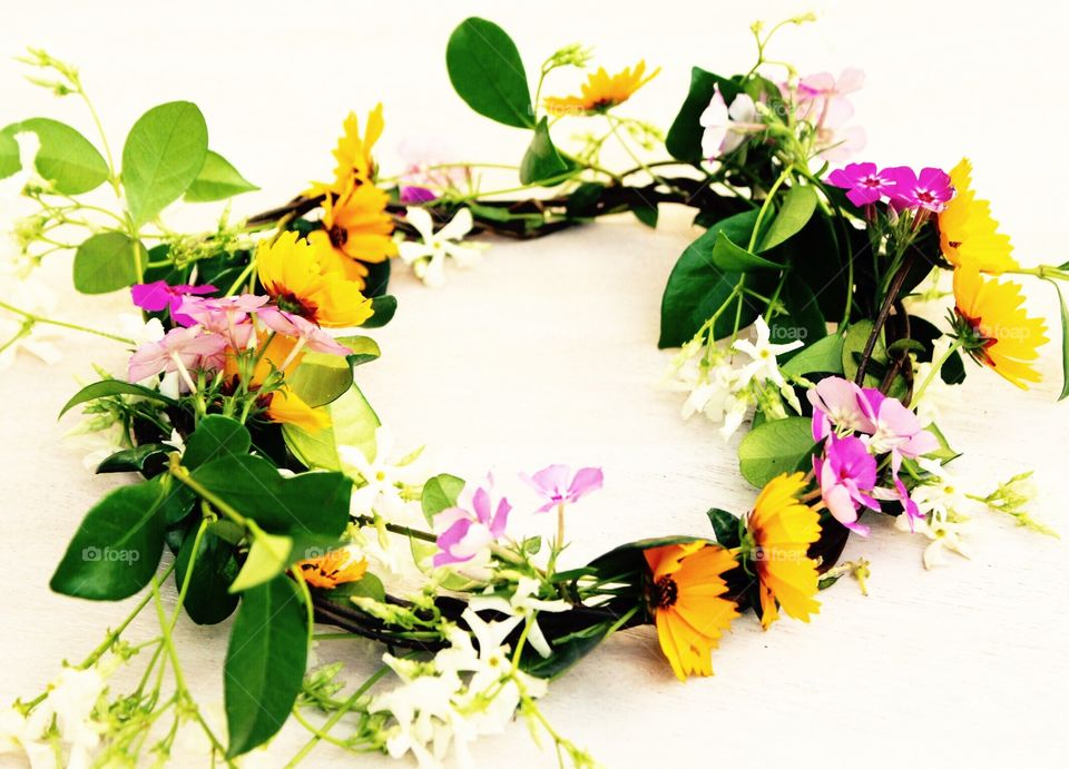 Close up of wildflower crown