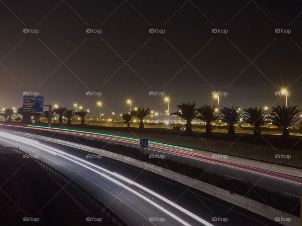moving cars taken at night in long exposure