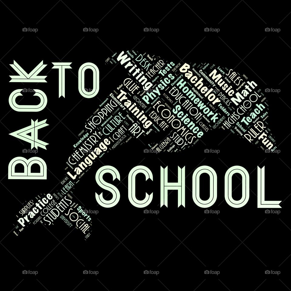 Word cloud of back to school as background
