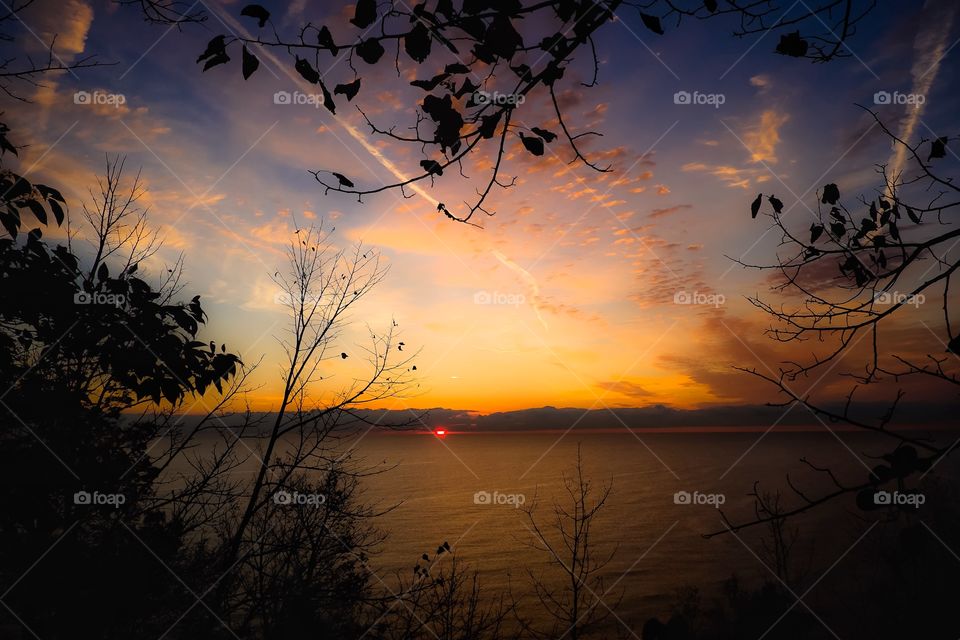 Scenic view of lake during sunset