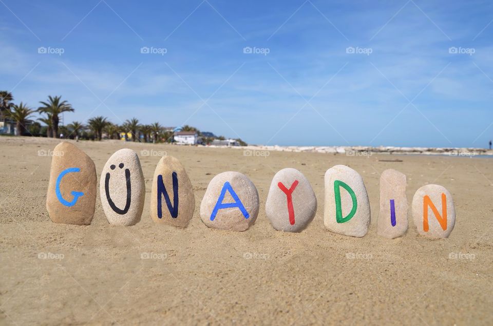 Günaydın, Good Morning in turkish Language on stones