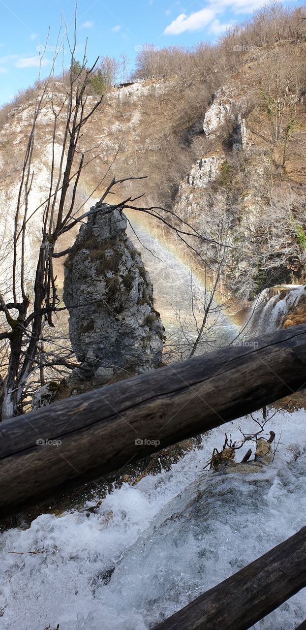 waterfalls with rainbow