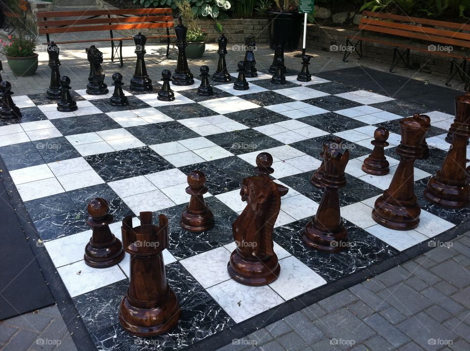 Outdoor large wooden chess see