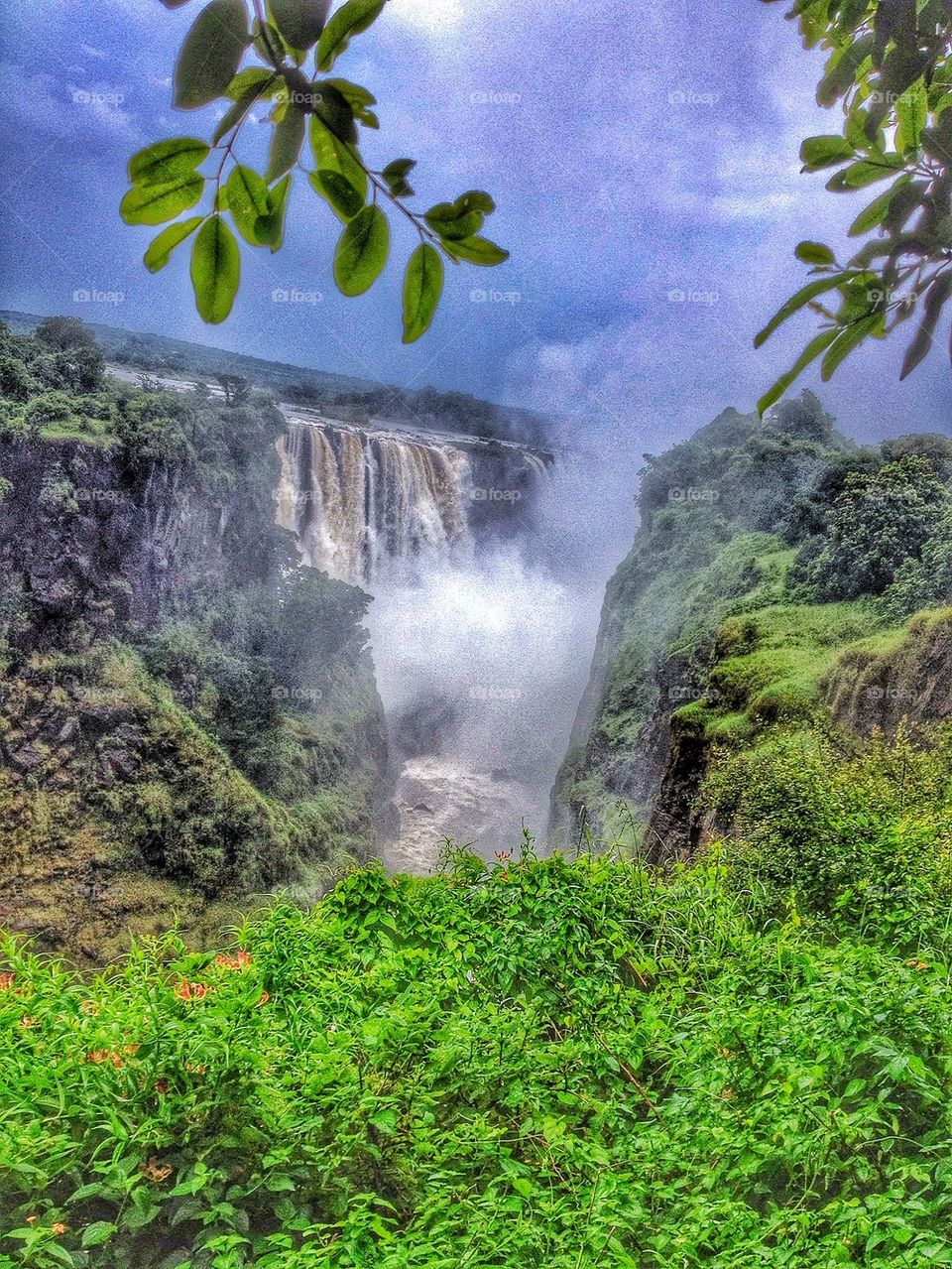 Steaming waterfall