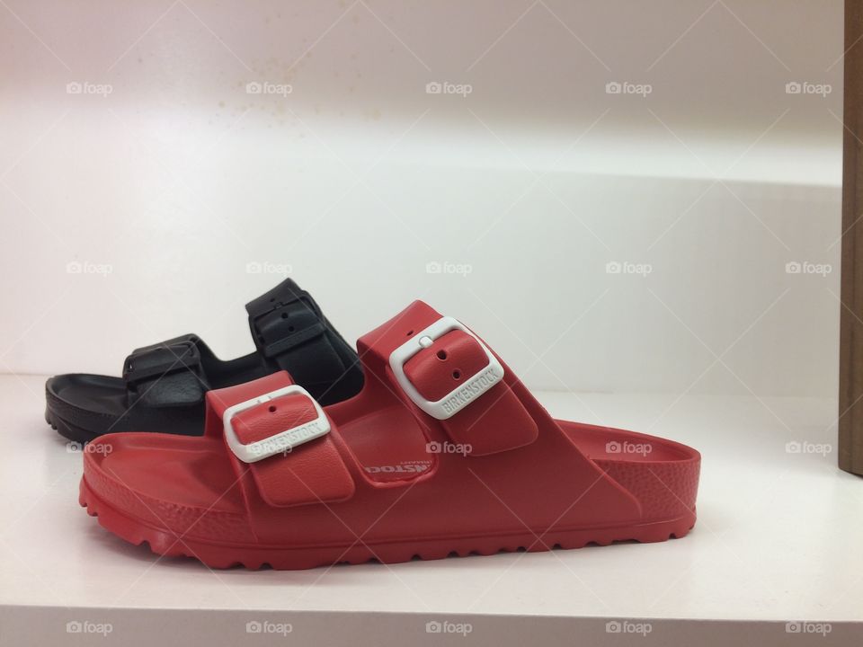 Red and  black slipper