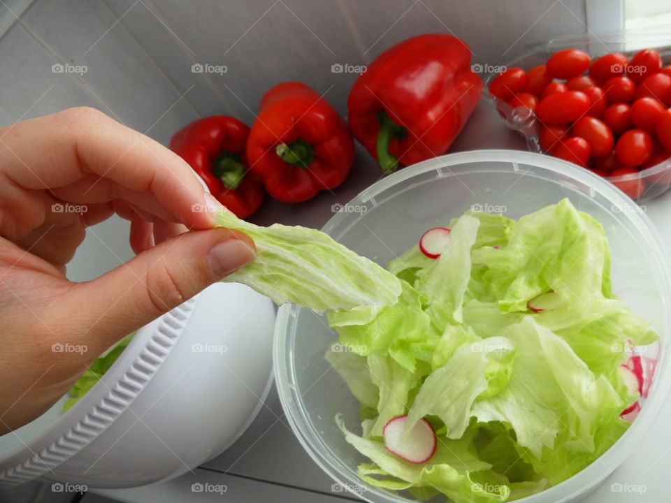 make salad. prepare  diet salad