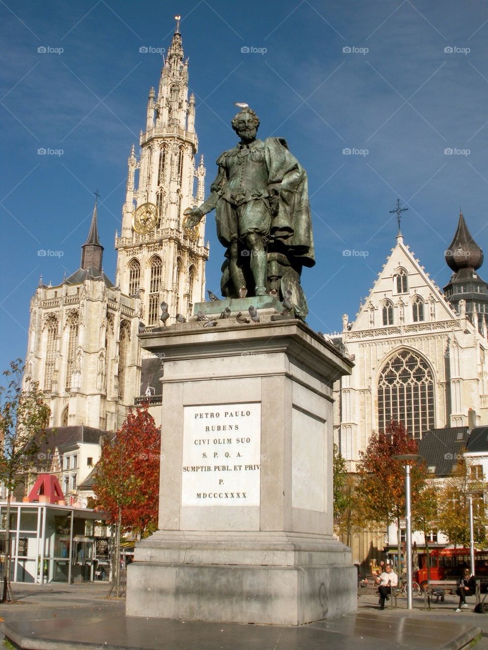 Paul Rubens statue in front of De Kathedraal, Antwerp Belgium 