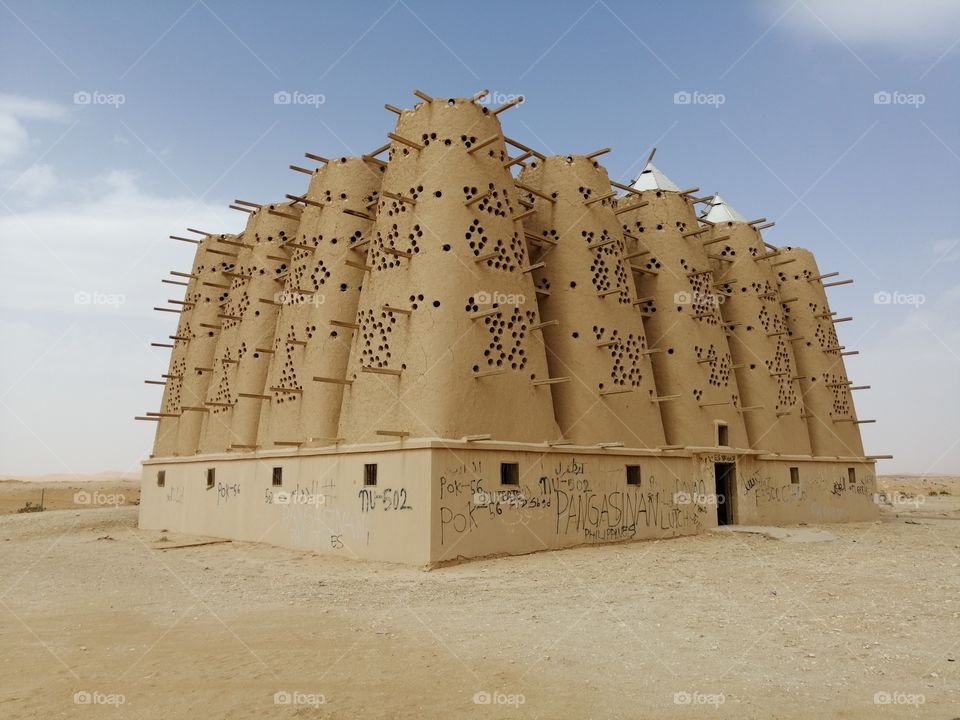 A traditional Arab mud brick dovecote, Saudi Arabia