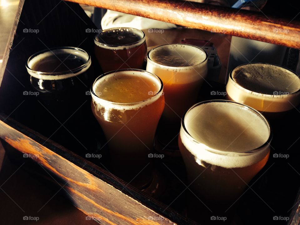Susan Archer. Beer flight at Banff Brewing in Banff, Alberta