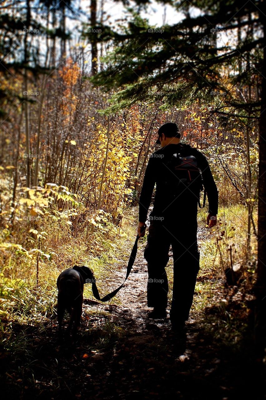 Man and Dog Outdoors