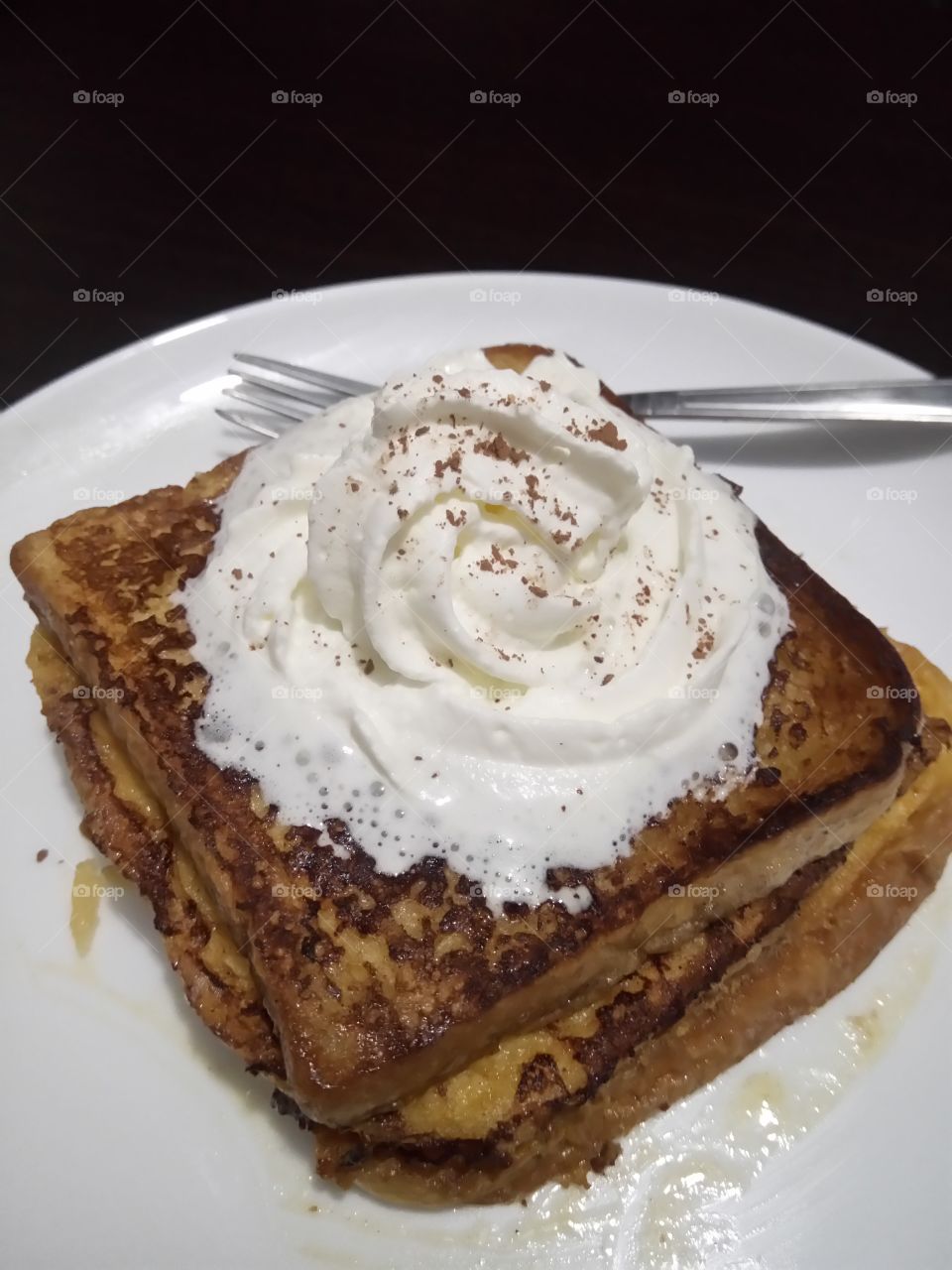 french toast with cream on