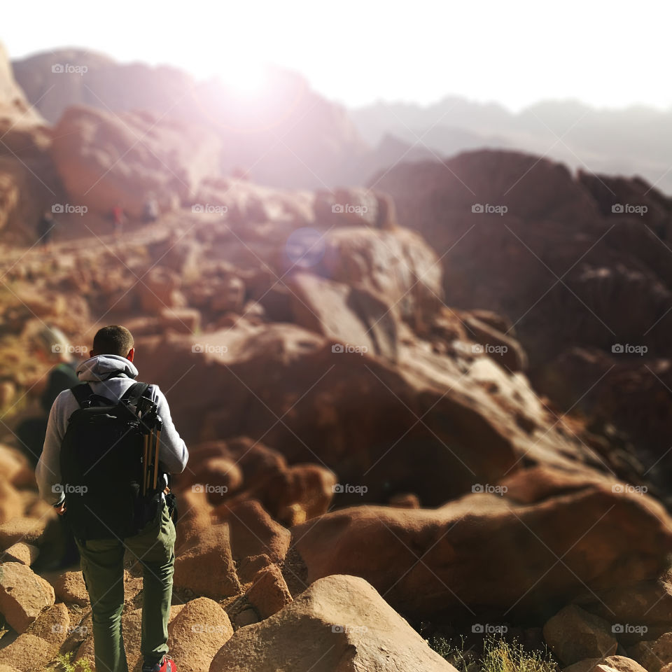 Hiking in mountains 