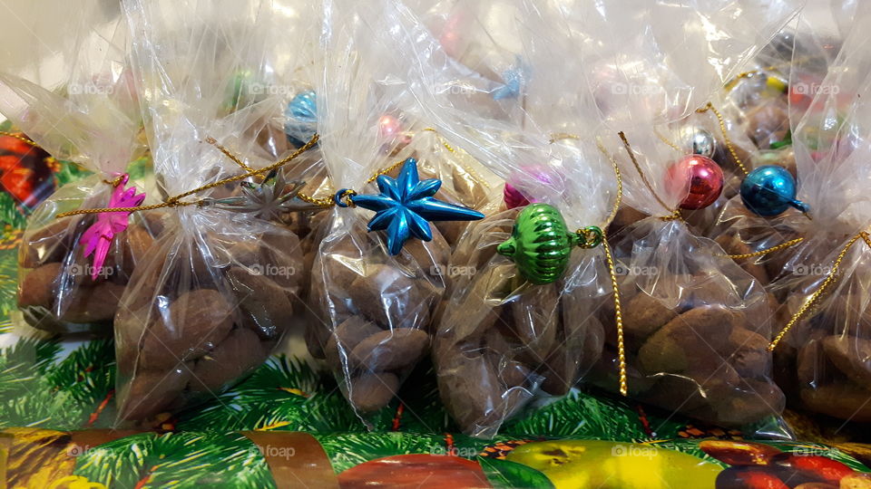 Cocoa Almonds holiday party treat bags