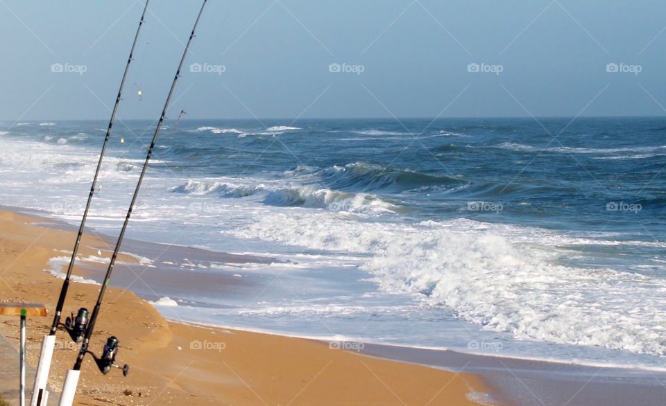 Fishing on the beach