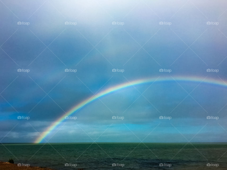 Winter Rainbow over the ocean south Australia 
