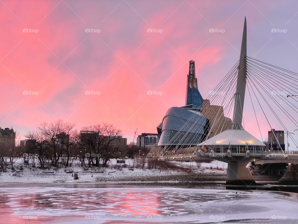 Canadian Museum for Human Rights at sunset