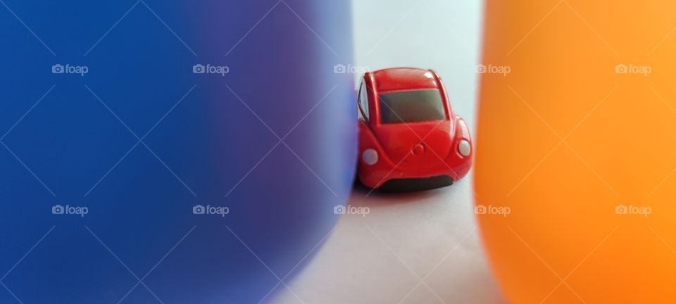 Orange/Blue red Car