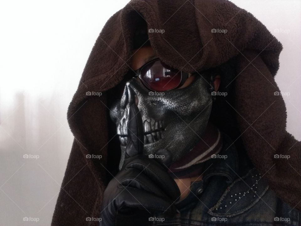 Wearing a Skull Mask. Wearing my favorite skull mask.