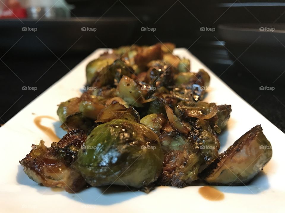 Balsamic honey glazed Brussels sprouts
