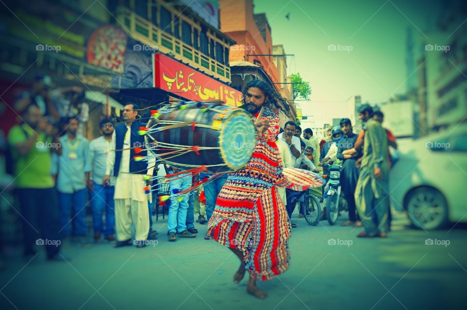 Dhol drum. took this photo on a photo walk  Foos Street inside Historical walled city lahore , Pakostan 