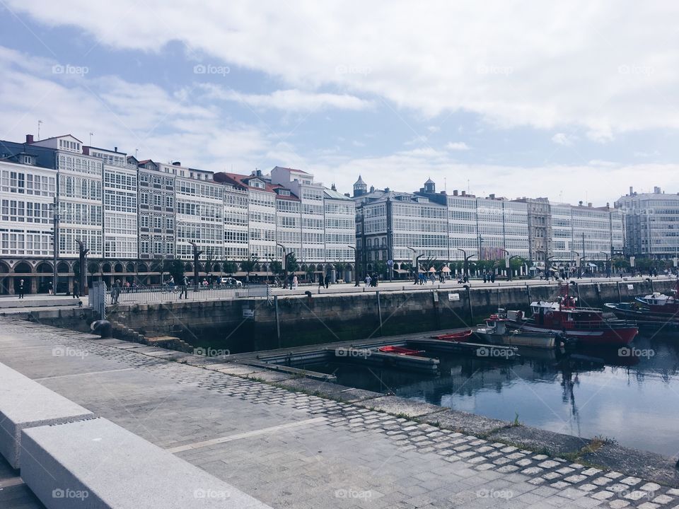 Beautiful dockside in La Coruña, Spain