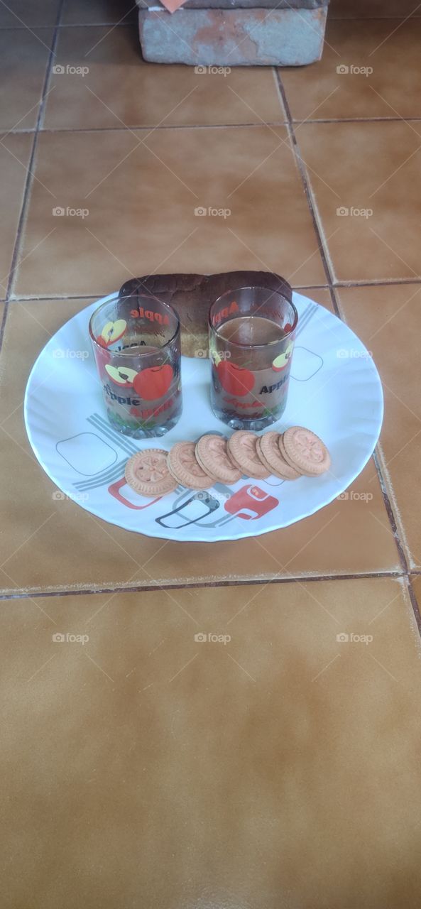 Morning drinking tea