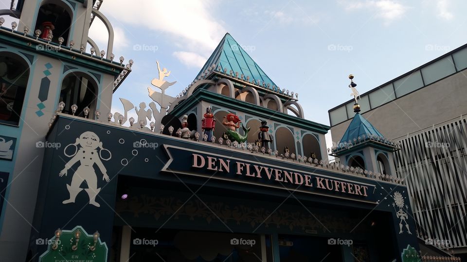Tivoli Gardens, Copenhagen- The Flying Trunk, a colorful pre-cursor to Disney's It's a Small World attraction. A journey through 32 fairy-tale scenes from Hans Christian Anderson.