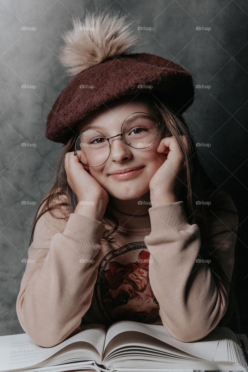 Little girl, smiling face, child portrait 
