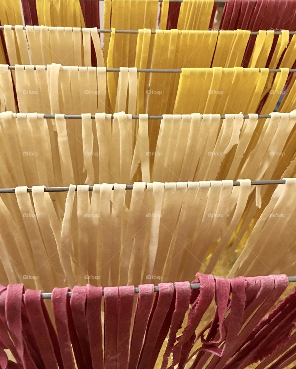 Homemade pasta drying 