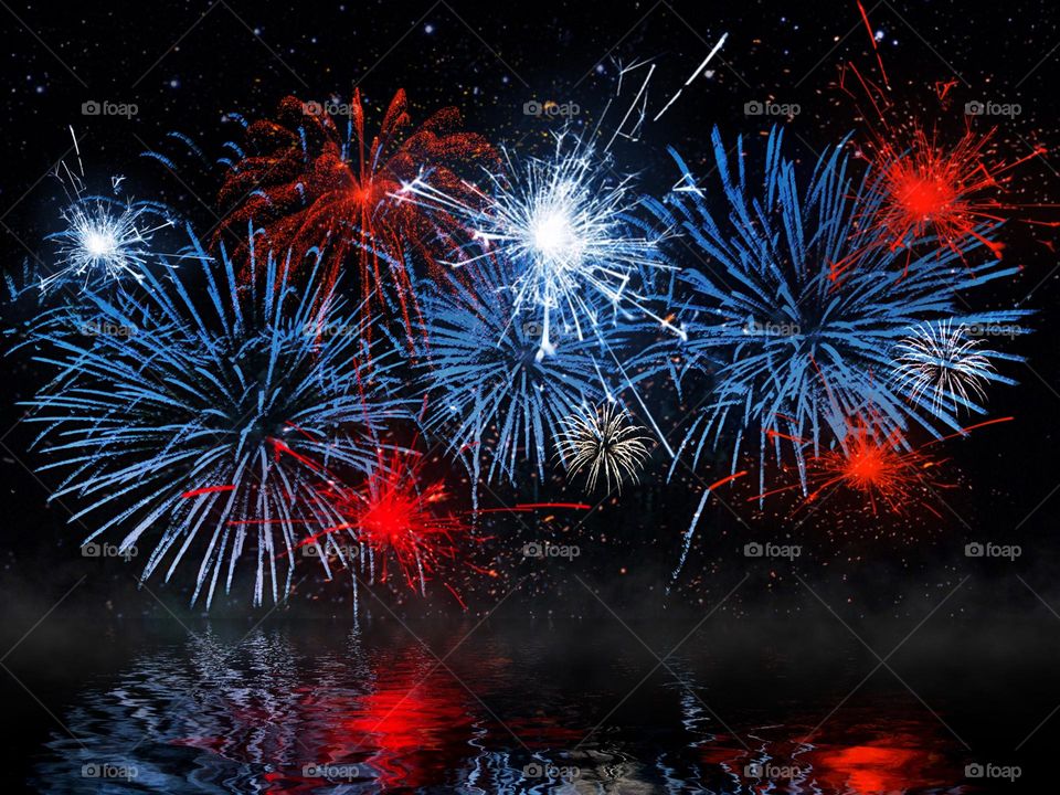 Fireworks-Red White and Blue.