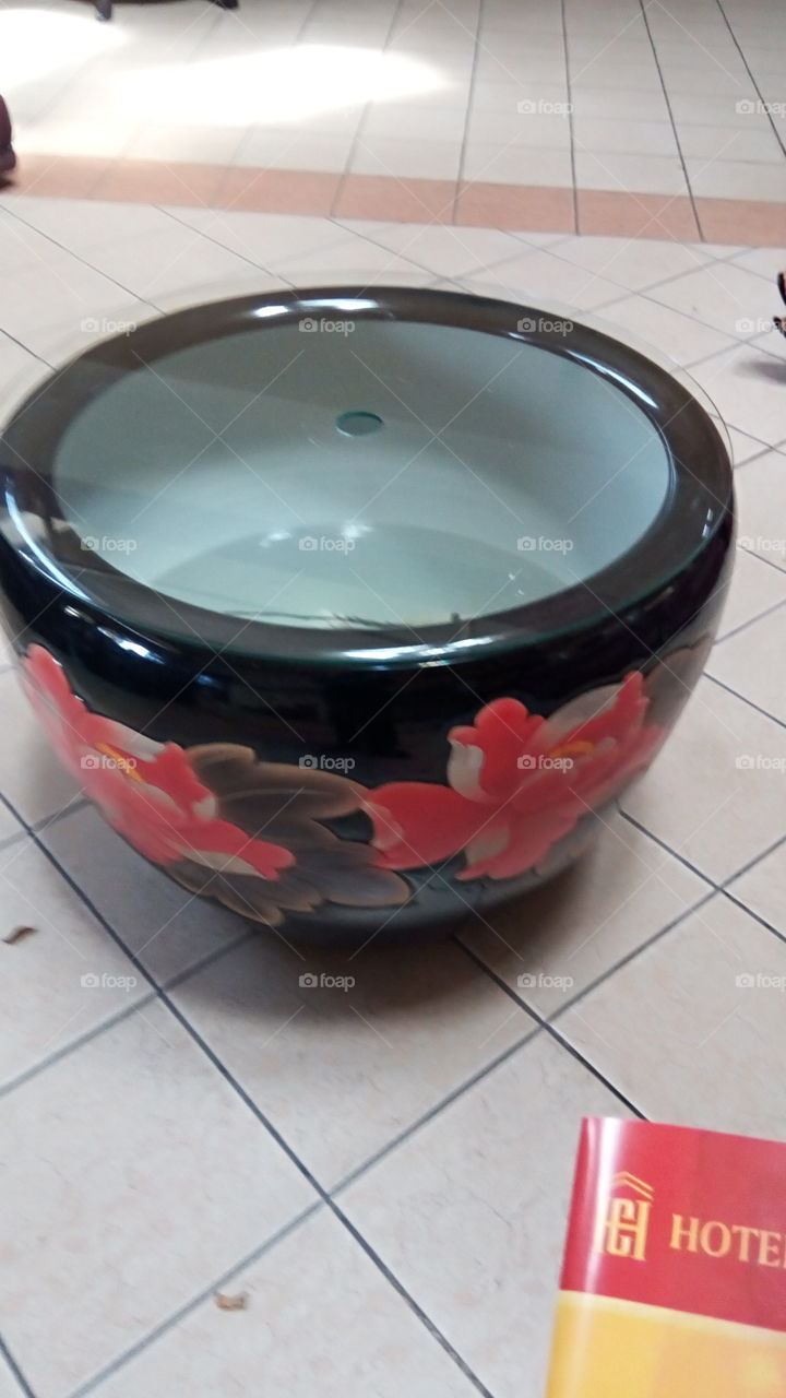 ceramic bowl in lobby