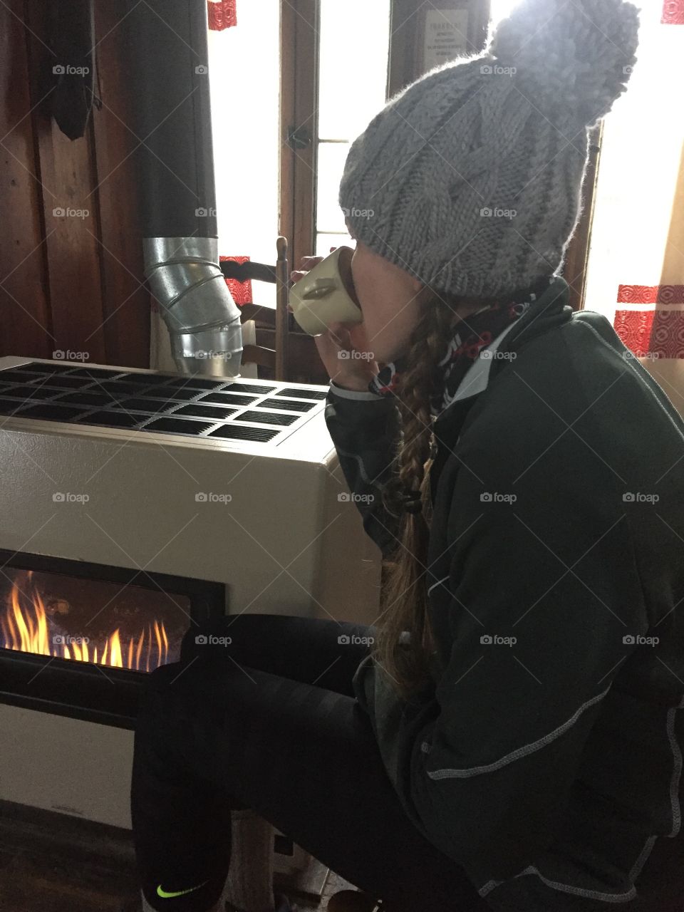 Warming up by the fire