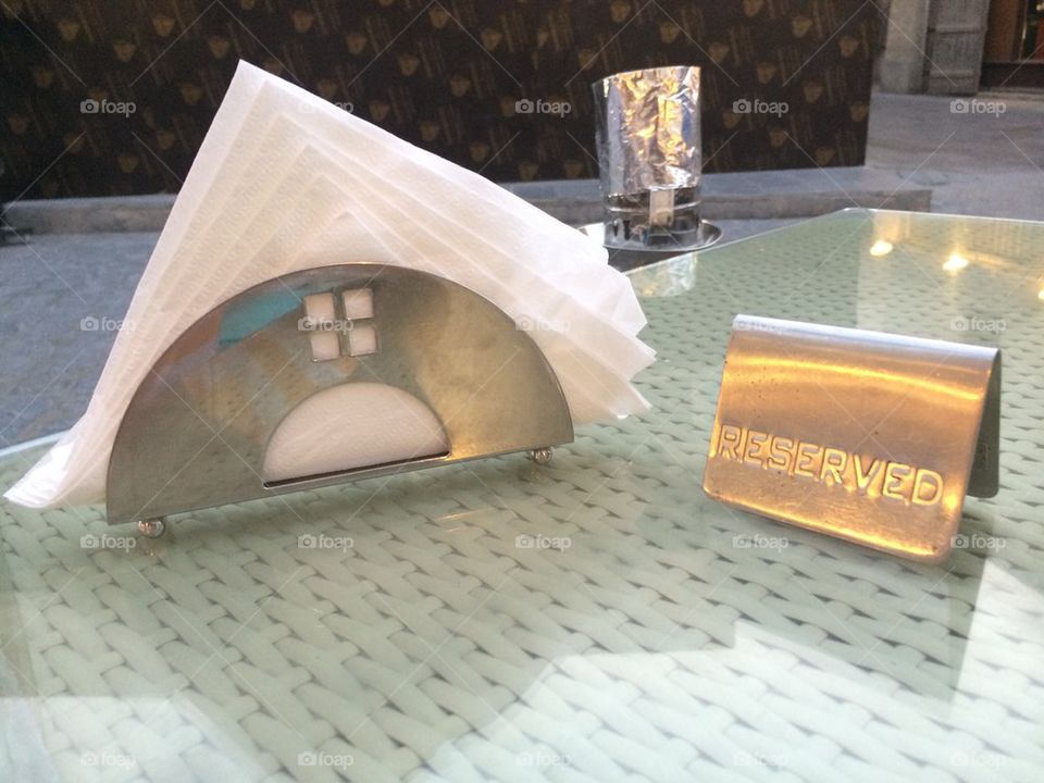 Napkins on restaurant table