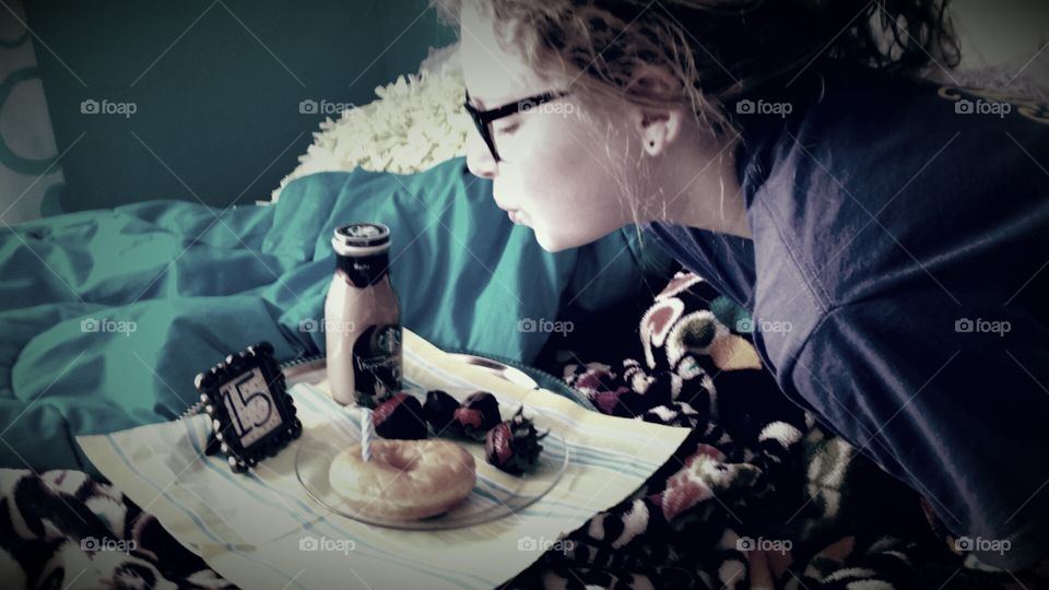 Happy 15th. Breakfast in bed on your birthday is tradition in our house!